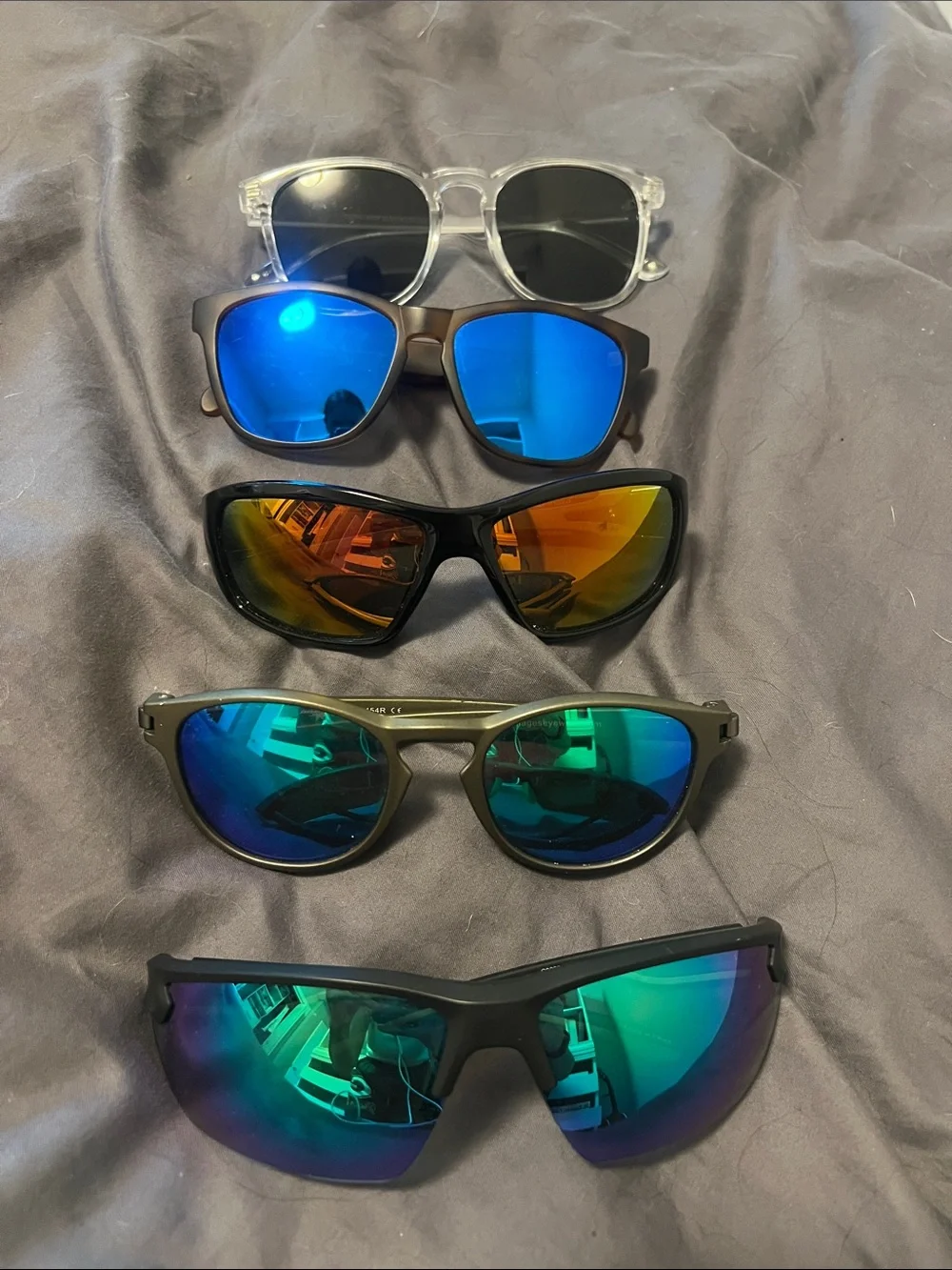 Men's Mirrored Lens Sunglasses Pack - Blue, Orange, Green, Black